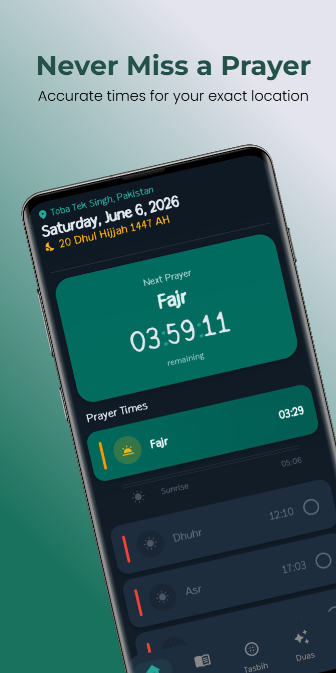 Miqat App Home Screen